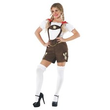 Women`s Lederhosen Costume Bavarian Dirndl Beer Girl Fancy Dress Oktoberfest