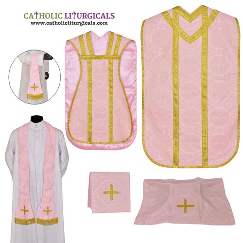 Rose roman chasuble fiddleback - rose,