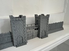 Fortified Medieval Gatehouse & Palisade Viking Saxon Terrain 3D Printed 28mm