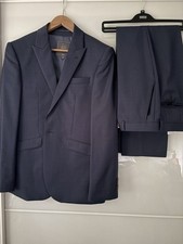 John Lewis Pure Wool Tailored Fit 3 Piece Suit -  French Blue Pin Dot  - 38 Reg