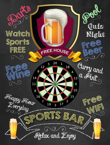 Sports bar retro metal sign - bar,,