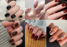 24X Short Square False Nails. Full Cover Fake Nail Tips. Many Colours UK SELLER