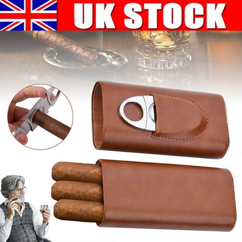 Leather travel cigar case - leather,