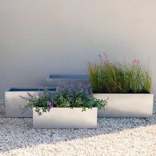 Silver zinc metal trough - zinc,