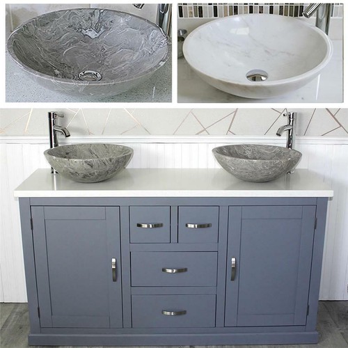 Grey bathroom double vanity - bathroom,