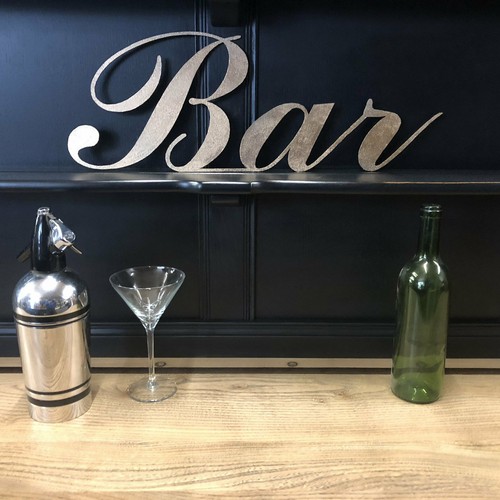 Gold metal bar sign - metal,