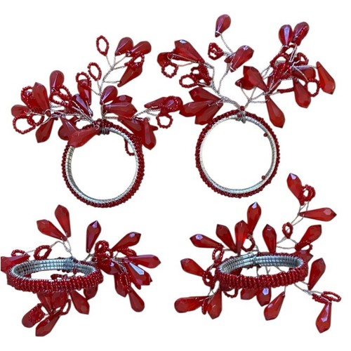 Red crystal beaded napkin - beaded,