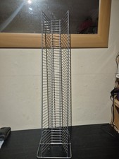 Silver Metal Single Row Cd Storage Rack - Holds 50 DVDs Vtg Retro
