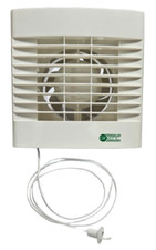 Bathroom Extractor Fan with Humidity Sensor & Pull Cord 100mm Humidistat White