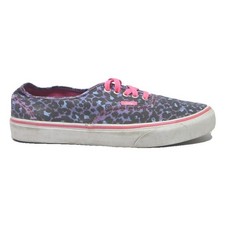 VANS Authentic Womens Lace-Up Trainers Canvas UK 7 Blue & Pink Leopard Print