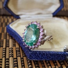 Diamonique 925 Sterling Silver Ring, Lab Created Paraiba Tourmaline, Size K 