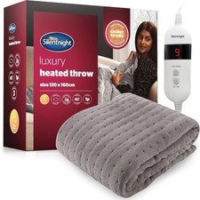 Silentnight Heated Throw Electric OverBlanket Luxury Soft Fleece Comfort Control