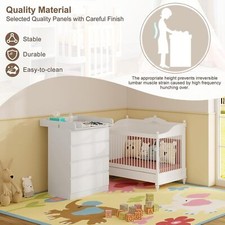 WOLTU Baby Changing Unit with Chest of 4 Drawers Infant Changing Table Cabinet