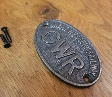 G W R GWR  Railway Train- Cast Iron Vintage Style Oval Plaque - Door / Shed Sign