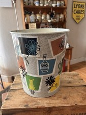 Vintage Worcester Ware Colourful 1950's 1960's Metal Wastepaper Bin / Basket