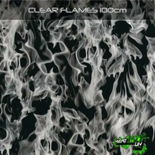 ROLLED - CLEAR TRUE FLAMES Hydrographics Film Hydro Dipping Graphic Dip UK