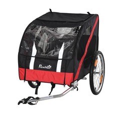 PawHut Dog Bike Trailer, Metal Pet Cart Carrier for Bicycle Kit, Black and Red