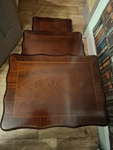 Dark mahogany nest tables - mahogany,
