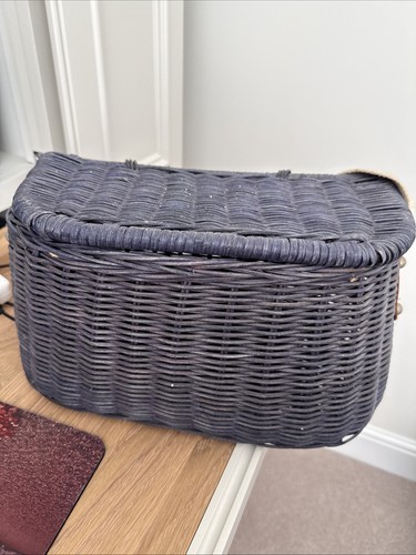 Blue wicker bicycle basket - wicker,