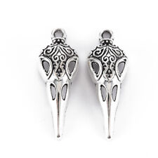 Tibetan Silver Charms Bird Skull Patterned 35mm x 13mm 10pcs C384
