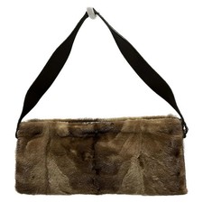 Auth TOD'S - Brown Dark Brown Unborn Calf Leather Shoulder Bag