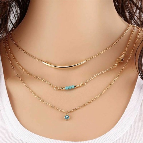 Gold triple hamsa necklace - triple,