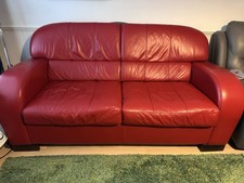 DFL Red Leather 3-Seater Sofa