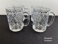 4 PAUL SEBASTIAN ARCOROC FRANCE CRISS CROSS GLASS MUGS - GREAT CONDITION