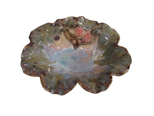 Australian pottery leaf bowl - pottery,