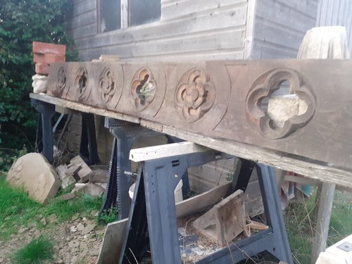 Old carved oak tracery - oak,