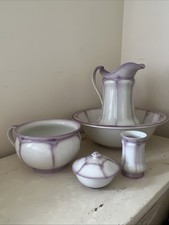 Vintage English Burleigh Wash Basin Set . 5 Piece .