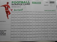 FOOTBALL SCRATCH CARDS- 150 SPACES - 1 WINNER ONLY- 1 CARD ONLY