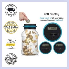 Electronic Digital LCD UK Coin Counter Counting Jar Money Saving Piggy Bank 1.8L