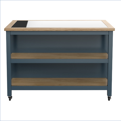 Blue mobile kitchen island - kitchen,