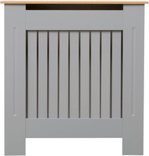 Small Grey Oak Radiator Cover | Modern MDF Vertical Slat Cabinet