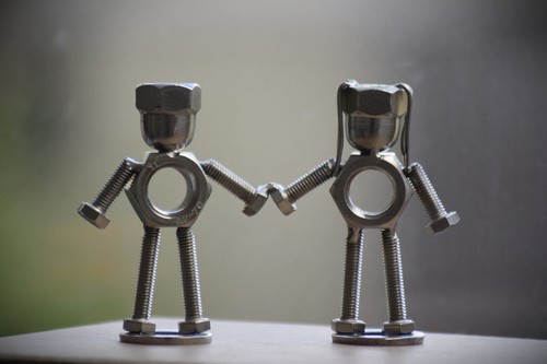 Metal sculpture couple - sculpture, of