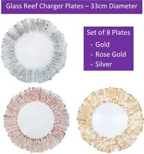 Glass Charger x8 Plate Weddings Rose Gold Silver 33cm Diameter Event Decor UK