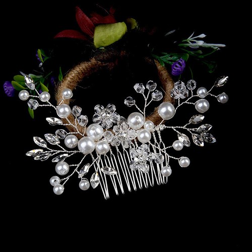 Bridal white crystal pearl - bridal,