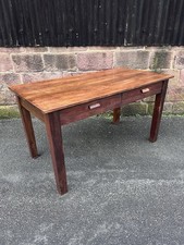 Vintage 1950s Oak Desk, Table, Retro Office Furniture, 2 Drawer, Home Office