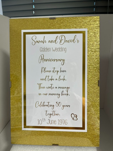 Guest book sign for - book, golden