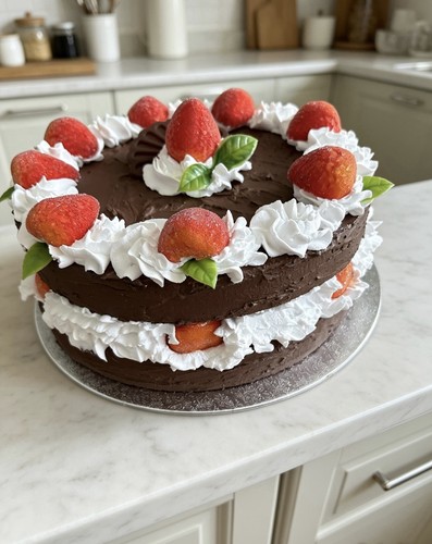 Fake artificial chocolate cake - artificial,