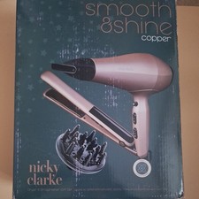 Nicky Clarke Hairdryer And Straightener Set Copper NEW (Box damage )