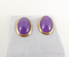 14ct Gold Jade Earrings Lavender Purple Studs 585 New Butterfly with gift box