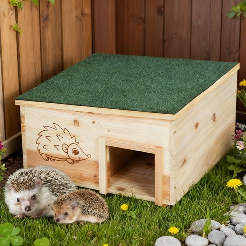 Wooden hedgehog house - wooden,