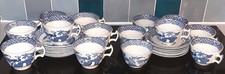 Vintage Wood & Sons Blue & White Yuan Pattern Cups and Saucers