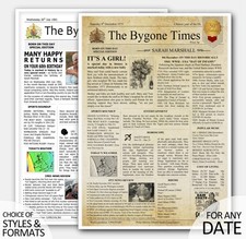 ON this the day in history you were born personalised birthday gift newspaper V4