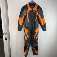 BIKO One Piece Motorcycle Leathers Full Body Race Suit Size 44 Orange/Black