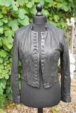 All Saints Lelex Black Leather short Military Jacket 12