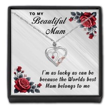 Rose Gold MUM Heart Necklace Personalised Gift For Her Mother Daughter Women UK