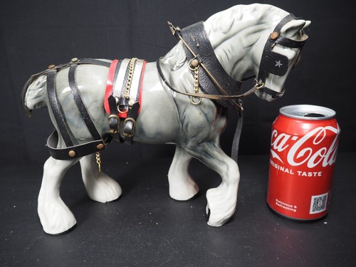 Grey shire horse with tack - shire,